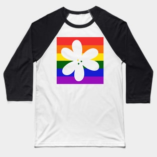 Flower Outline - discreet gay pride flag Baseball T-Shirt